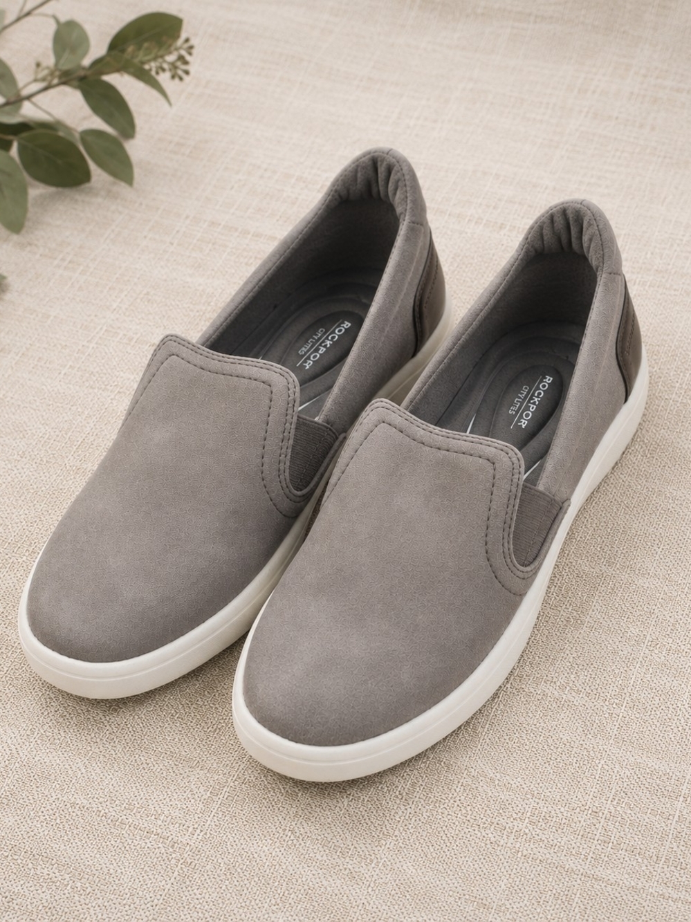 Rockport CityLites Taupe Slip-On Comfort Sneakers Women's 8 Lightweight Shoes